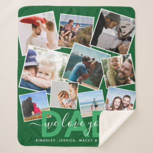 Modern 'We Love You' Photo Collage Dad Sherpa Blan Sherpa Blanket