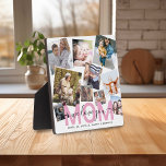 Modern 'We Love You' Photo Collage Mum Plaque<br><div class="desc">Let mum know how much she is loved with this modern photo plaque, featuring ten (10) photographs of your choice that can easily be downloaded from your phone or computer on a trendy girly pink background, the text - MOM in the colour cute pink in a bold text with elegant...</div>