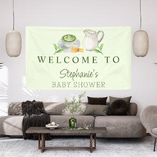 Modern We Love You So Matcha Green Tea Baby Shower Banner