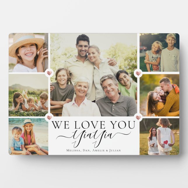 Modern We Love You YiaYia Family Photo Collage Plaque (Front)