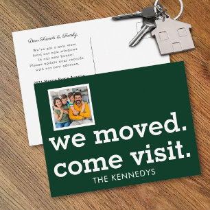 Modern We Moved Come Visit Photo New Home Green Announcement Postcard