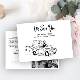 Modern We Said Yes Black & White Newly Weds Photo Invitation