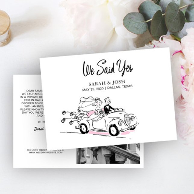 Modern We Said Yes Black & White Newly Weds Photo Invitation (Creator Uploaded)