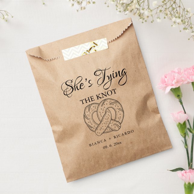 Modern We tied the knot pretzel favor bag wedding  (Sealed)