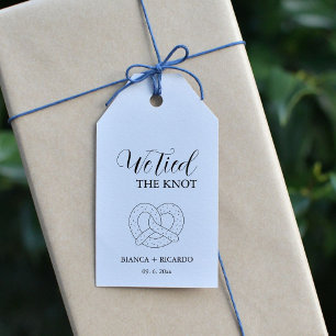 Modern We tied the knot pretzel favour bag wedding Gift Tags