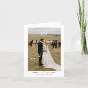 Modern wedding 2 Photo White Thank You Card