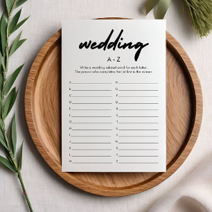 Modern Wedding A-Z Bridal Shower Game Card