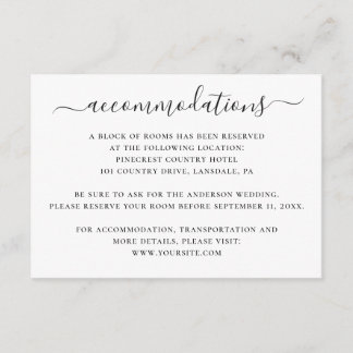 Modern Wedding Accommodation | Hotel Information Enclosure Card