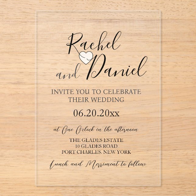 Modern Wedding Acrylic Invitations (Front)