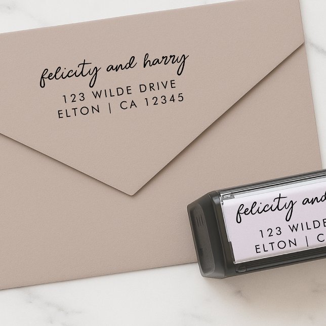  Modern Wedding Address | Couple Name Script Self-inking Stamp (Creator Uploaded)