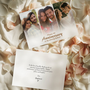 Modern Wedding Anniversary Photo Collage Card
