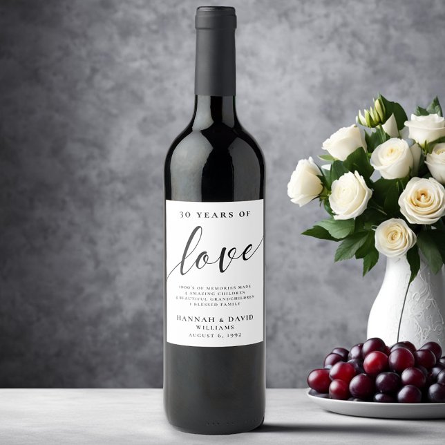 Modern Wedding Anniversary  Wine Label (Creator Uploaded)