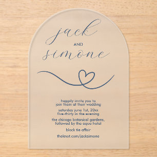 Modern Wedding   Arch Invites   Dark Blue Acrylic Invitations
