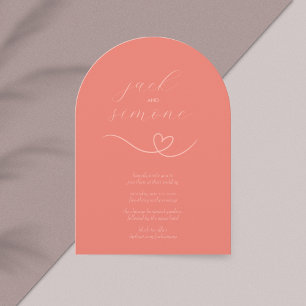 Modern Wedding Arch Invites Dark Coral