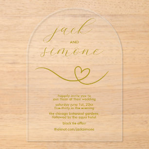 Modern Wedding Arch Invites Dark Yellow Acrylic Invitations