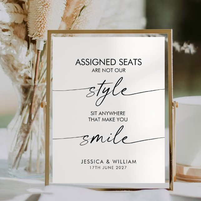 Modern Wedding Assigned Seats Are Not Our Style  Pedestal Sign (Creator Uploaded)