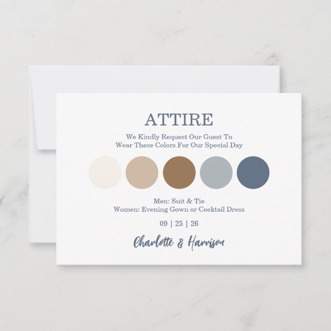 Modern Wedding Attire Dress Code Enclosure Card (Front)