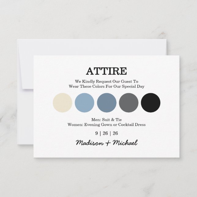 Modern Wedding Attire Dress Code Enclosure Card (Front)