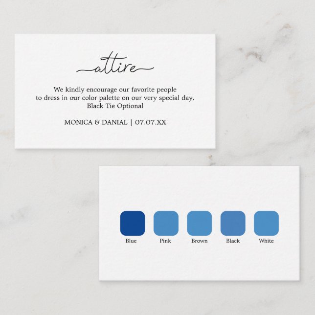 Modern Wedding Attire Dress Code Enclosure Card (Front/Back)