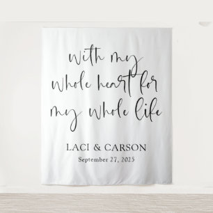 Modern Wedding Backdrop Banner – "My Whole Heart " Tapestry