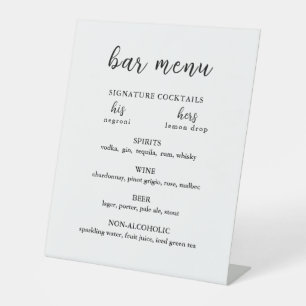 Modern Wedding Bar Pedestal Sign