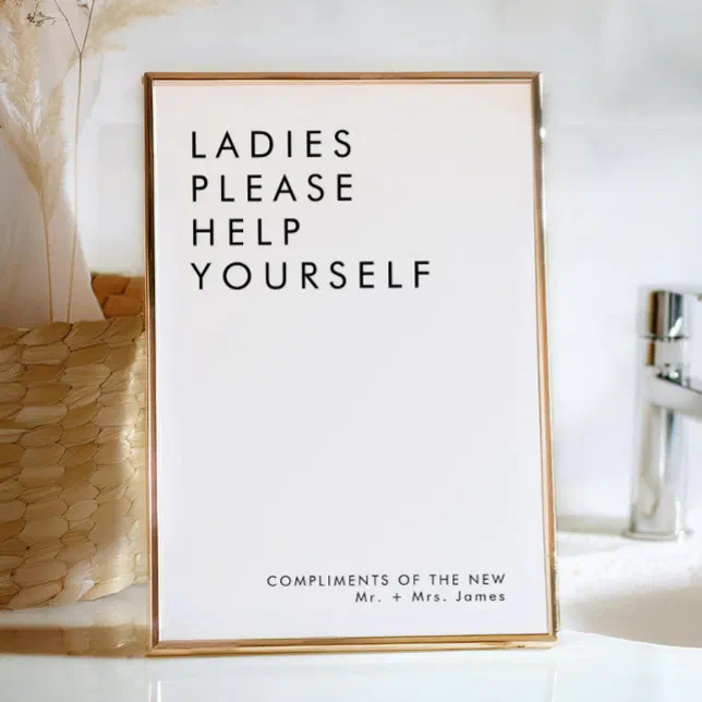 Modern Wedding Bathroom Basket Sign Invitation Zazzle