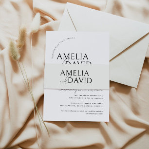 Modern Wedding Belly Band Bride and Groom Names Invitation Belly Band