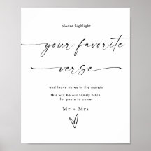 Modern Wedding Bible Favourite Verse Sign