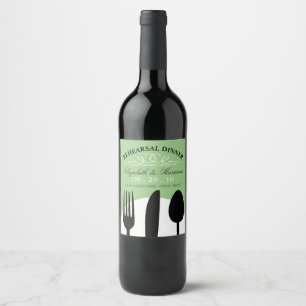Modern Wedding Black Cutlery Rehearsal Dinner Wine Label