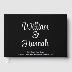 Modern Wedding Black with Silver Foil Hardcover Guest Book