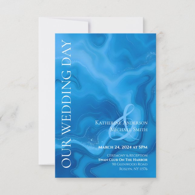 Modern Wedding-Blue Invitation (Front)