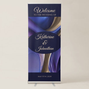 Modern Wedding-Blue Purple Gold Retractable Banner
