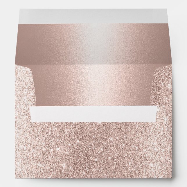 Modern Wedding Blush Rose Gold Glitter 5X7  Envelope (Back (Bottom))