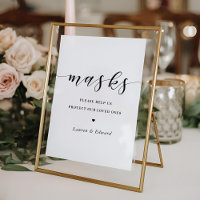 Modern Wedding Bridal Shower Face Mask Sign
