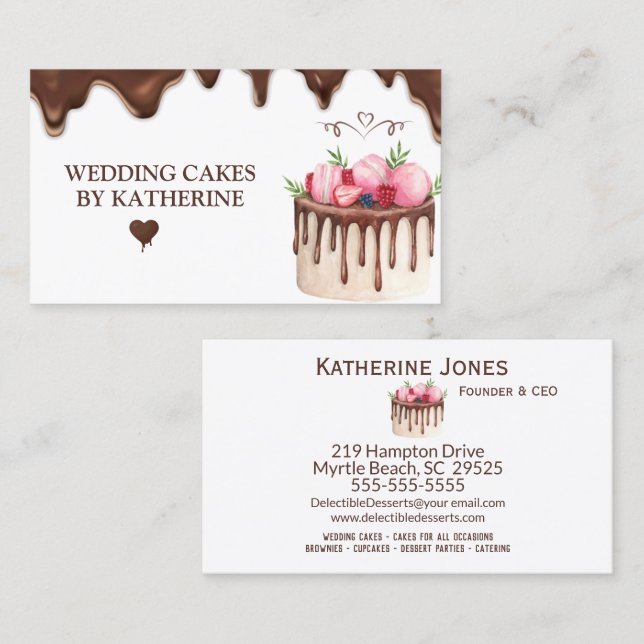 Modern Wedding Cake Graphic Bakery Business Card (Front/Back)