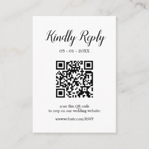 Modern Wedding Calligraphy Editable QR Code RSVP Enclosure Card