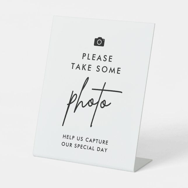 Modern Wedding Camera Take Photos Sign (Front)
