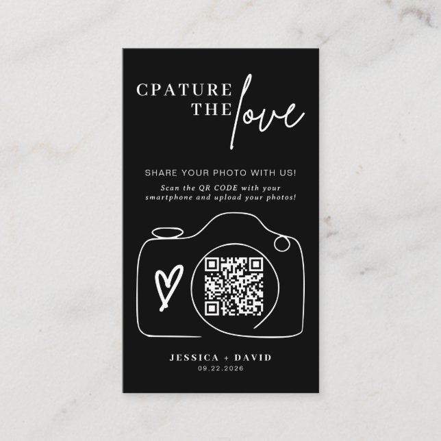 Modern Wedding Capture the love QR Code Enclosure  (Front)