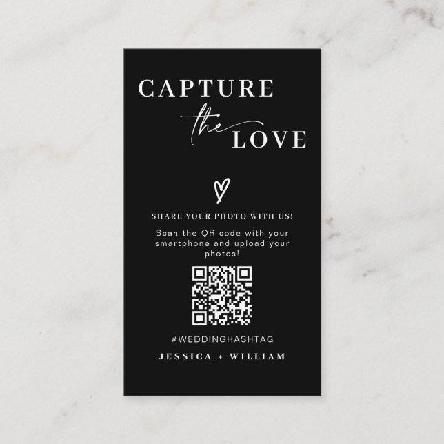 Modern Wedding Capture the love Qr Code Enclosure Card (Front)