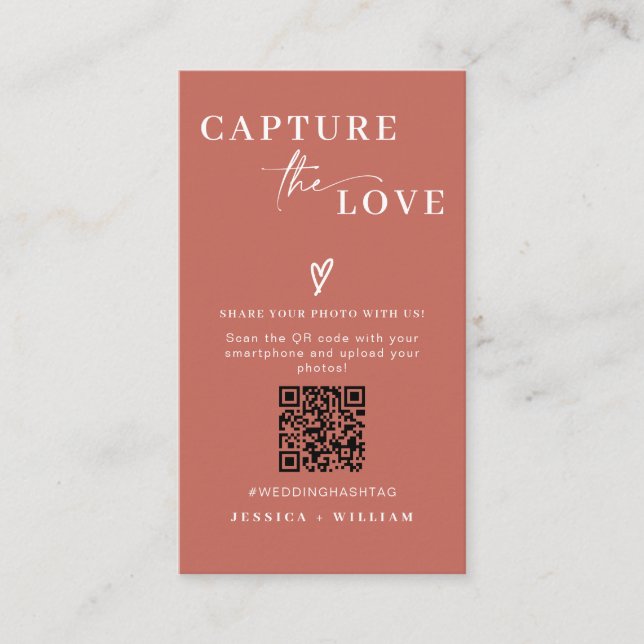 Modern Wedding Capture the love Qr Code Enclosure Card (Front)