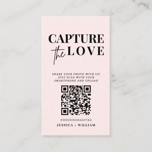Modern Wedding Capture the love Qr Code Enclosure Card (Front)