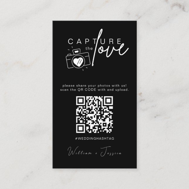 Modern Wedding Capture the love Qr Code Enclosure Card (Front)