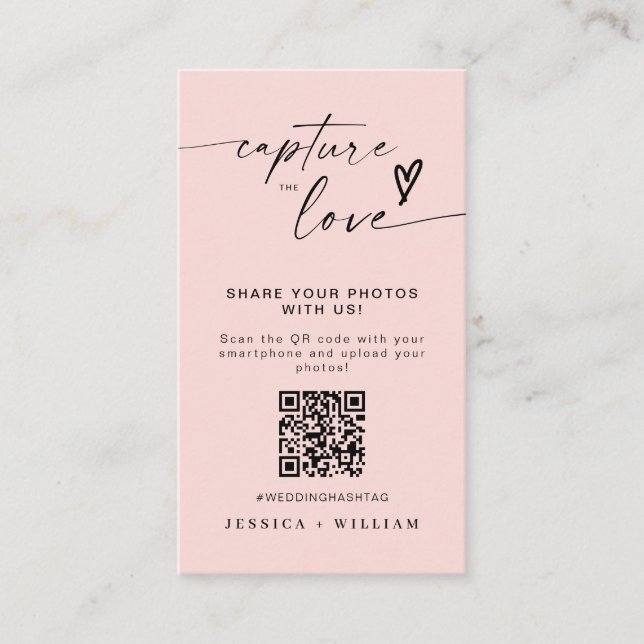 Modern Wedding Capture the love Qr Code Enclosure Card (Front)