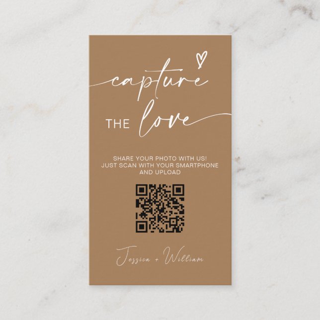 Modern Wedding Capture the love Qr Code Enclosure Card (Front)