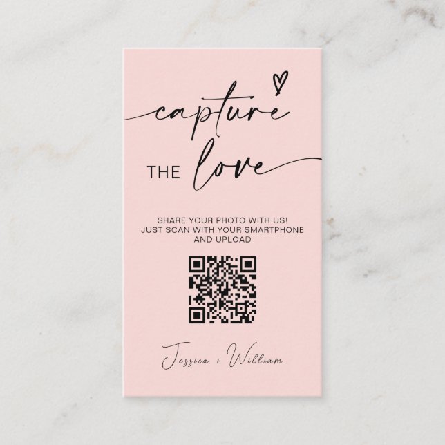 Modern Wedding Capture the love Qr Code Enclosure Card (Front)