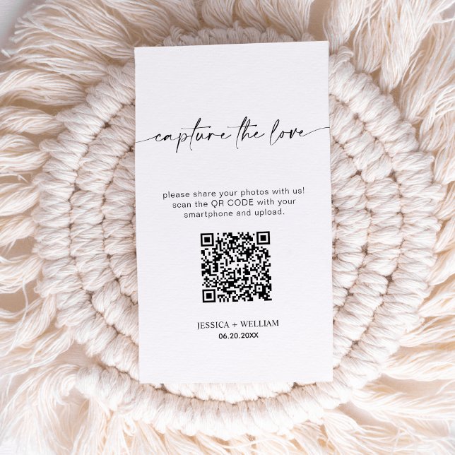 Modern Wedding Capture the love Qr Code Enclosure Card (Creator Uploaded)