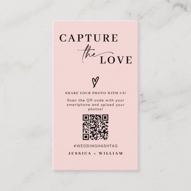 Modern Wedding Capture the love Qr Code Enclosure Card (Front)