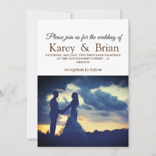 Modern Wedding Card Photo Golden Dots Back, Script