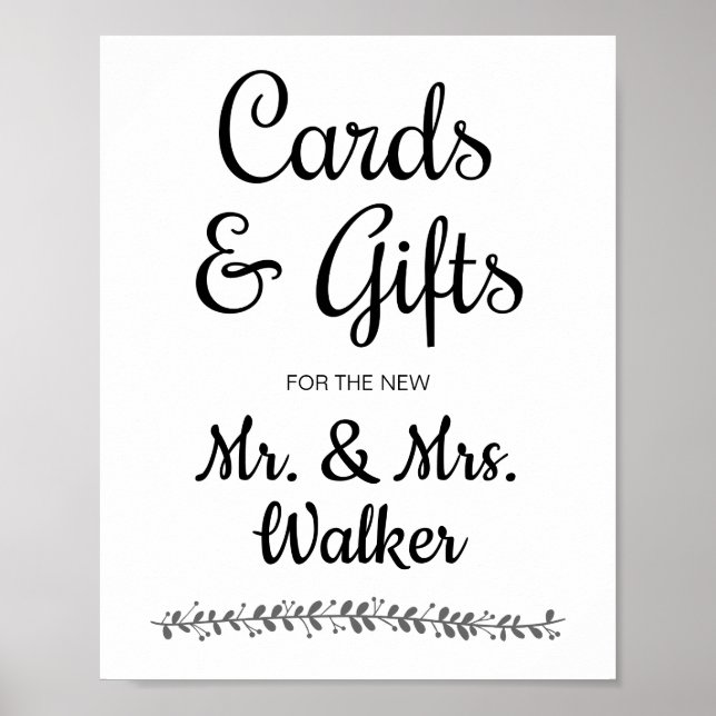 Modern Wedding Cards and Gifts Table Sign (Front)
