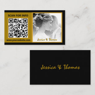 Modern Wedding Cards, QR Code, Photo, Black Business Card
